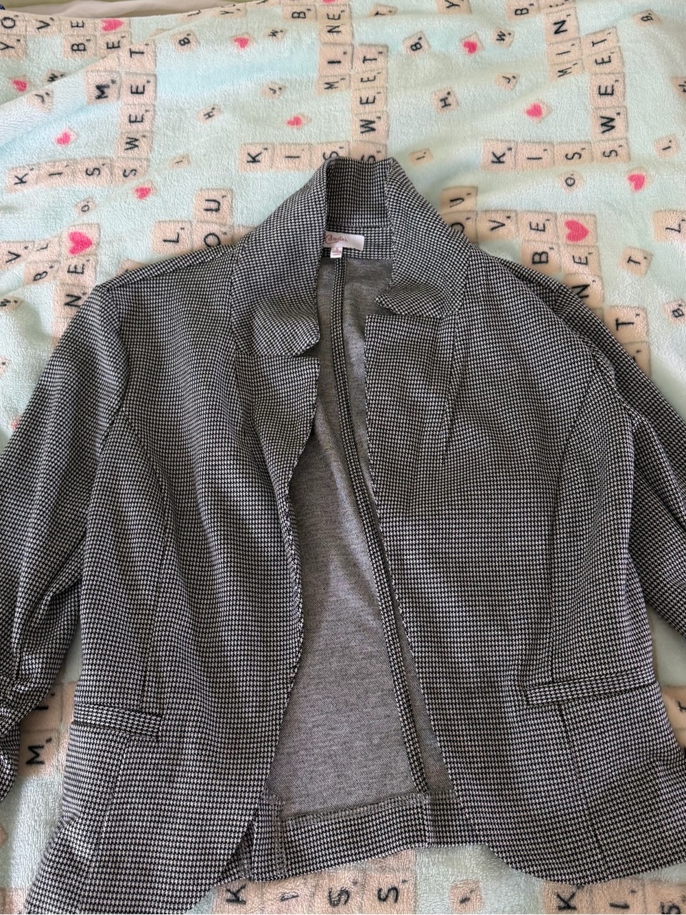 Candie's Black & White Houndstooth Zip Jacket